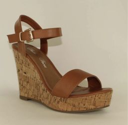 Cognac color wedge sandals Sz 9