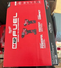 Milwaukee M12 FUEL 12-Volt Lithium-Ion Brushless Cordless Hammer Drill and Impact Driver Combo Kit w/2 Batteries and Bag (2-Tool