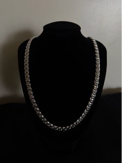 925s Harlem rhodium plated chain  7mm 24” Set