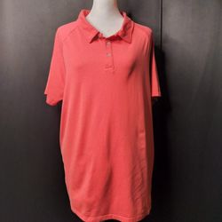 Women's Red Barbell Collared Polo Shirt (Size L)