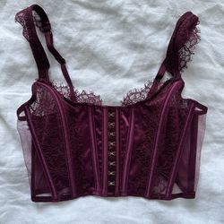 Victorias Secret Burgundy Lace Corset