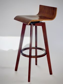 Modern Walnut finish swivel barstools