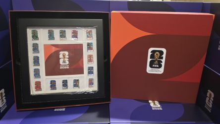 FIFA World Cup 2026 collectible pin frame set features 15 mounted pins representing host cities