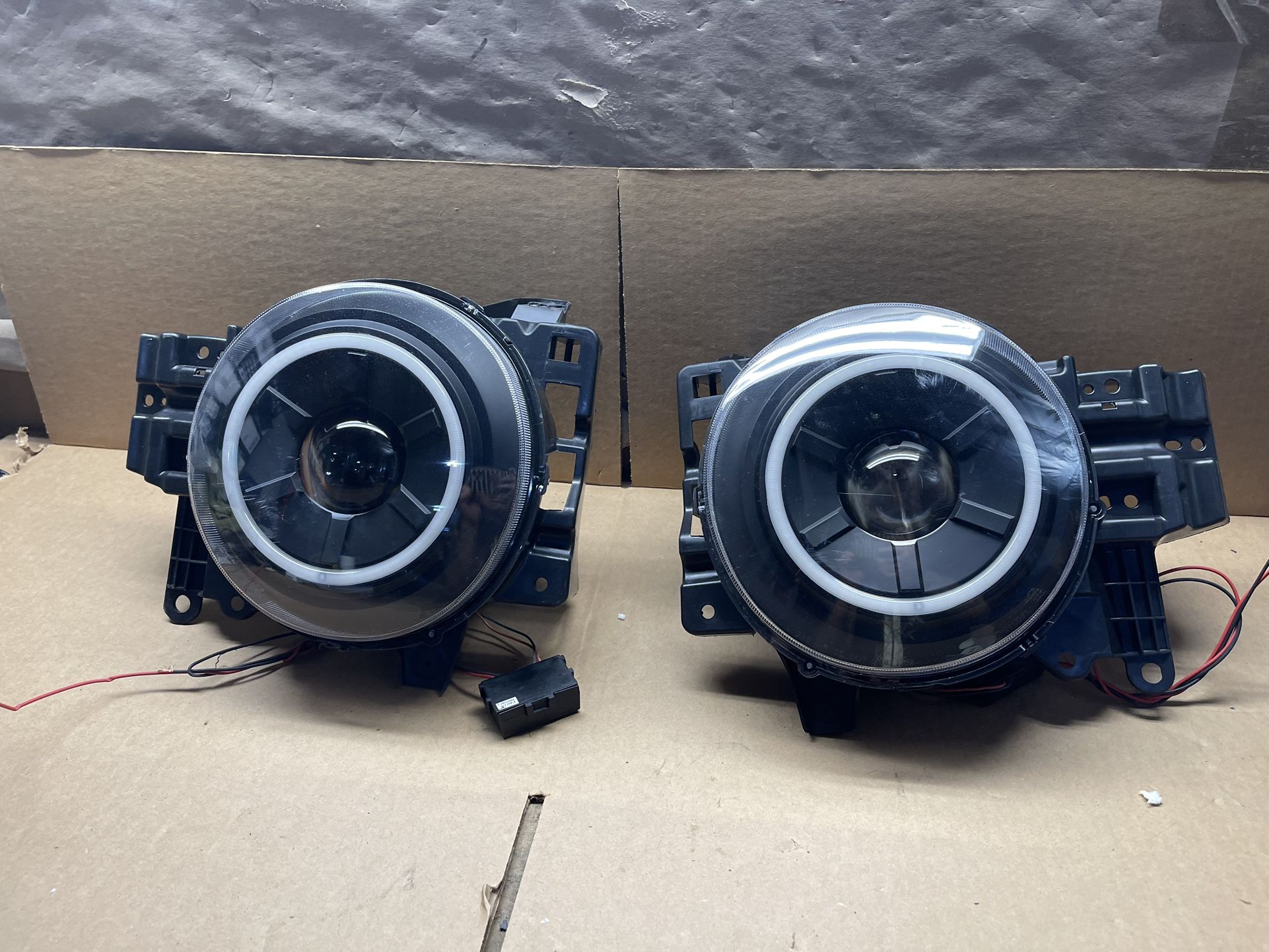 Oh184 Fit 07-14 Toyota FJ Cruiser Black Led Headlight Pair 