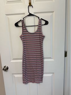 Medium pink, black and white dress