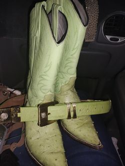 Ostrich Women's Boots With Matching Versace Belt 