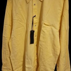 Haupt Long Sleeve Casual Button-Down Shirt In Golden Yellow - Large