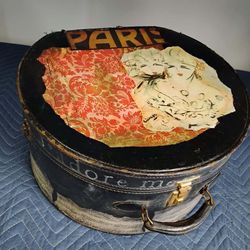 Vintage Decoupage Paris Hat Box and Other Decorative Paper Clippings