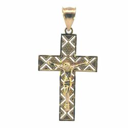 Men’s 10k Yellow Gold Large 2” Inch Diamond Cut Crucifix Cross Pendant for Necklace GP3136988