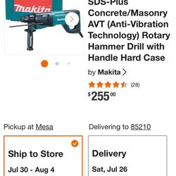 Makita 8 Amp Hammer Drill Rotary Hammer SdS AVT 