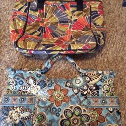 Multi-colored Talbots tote bag and Vera Bradley tote bag.  