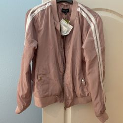 Womens Size Large Baby Pink Bomber Jacket