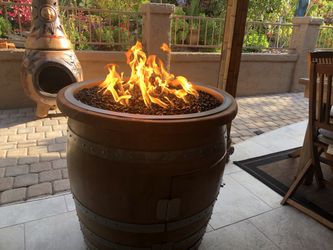Fire Pit Wine Barrel on Wheels