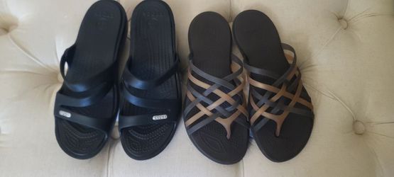 2 pairs CROCS  sandals , size 7, like new
