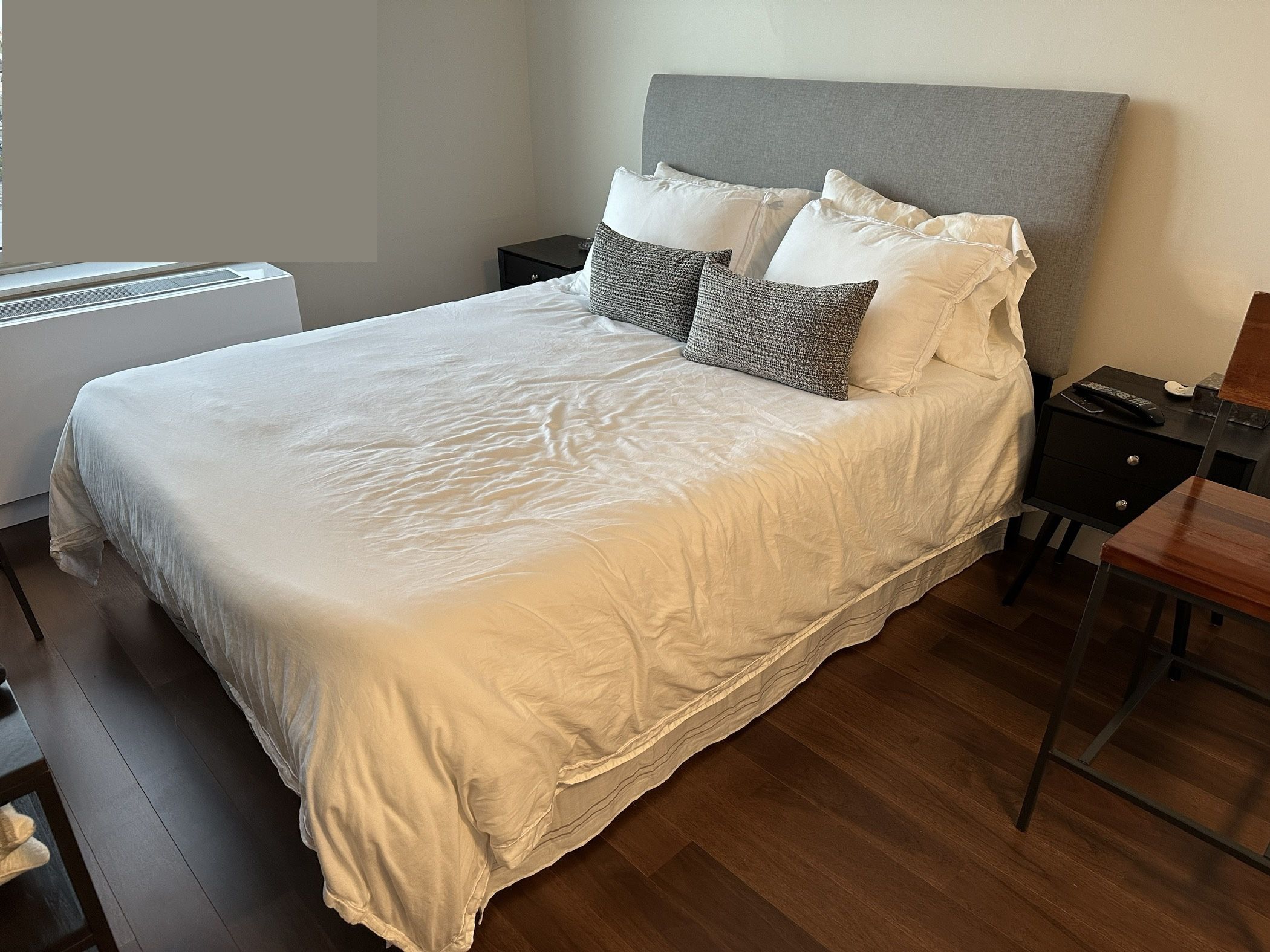 Queen Bed Set: West Elm Headboard, Casper Mattress, Metal Box Spring/Frame