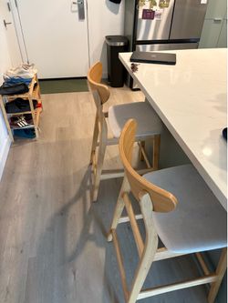 2 Wood Barstools with Backrest