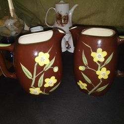 Hand Painted , Vintage Pitchers 