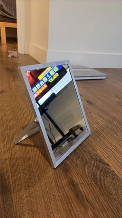 Silver Framed Tabletop Vanity Mirror with Stand