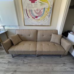 Camel Light Brown Futon Sleeper Bed -Like new OBO