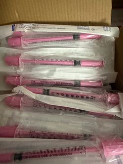 Pink 100-Pack 1mL 31G 8mm Individually Wrapped Disposable Syringes - Sterile, Single Use