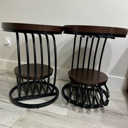 Round End Table, 2 Tiers Faux Marble Side Table with Storage Shelf New!