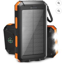 Solpowben 20000mAh Solar Power Bank Compatitble for iphone Portable Solar Power Bank with Dual 5V USB Ports 2 Flashlight Compass Battery Pack for Outd