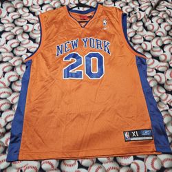 Used Vintage Early 2000s New York Knicks Allan Houston Alternate Orange Reebok Jersey, Men's XL