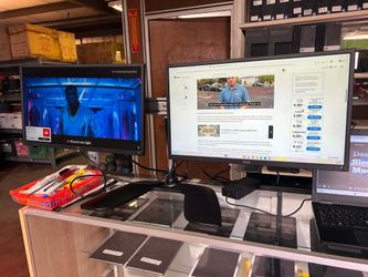Dual dell monitor with base 24-inch  Cords are included  Our operation days: Monday to Friday from 10am to 530pm  Our location: 2945 W McDowell avenue