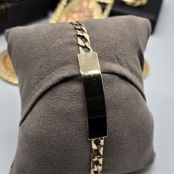 Solid 14kt Gold ID Bracelet Esclava ID de Oro Solido 14kt