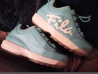 Woman's White/BabyBlue Fila 
