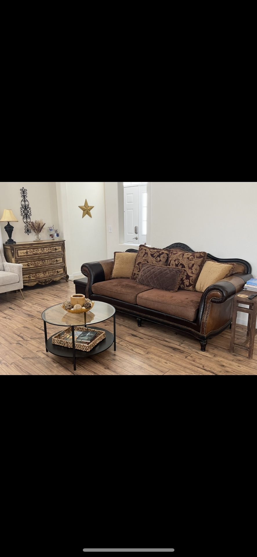 Hooker Brand - Leather Sofa with Nailheads