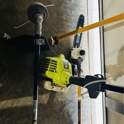 Ryobi expand it set (power head, edger, straight trimmer, chain saw, extension