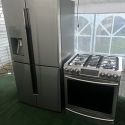 Refrigerador Samsung 4 Puertas Y Estufa Samsung 5 Quemadores De Gas 