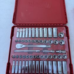 Milwaukee 3/8 in. Drive SAE/Metric Ratchet and Socket Mechanics Tool Set 56 pc.