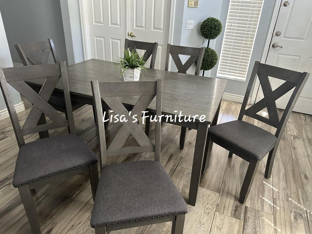Dining Table With Six Matching Chairs 