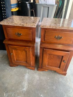 2 Solid Wood Tall Nightstand Tables