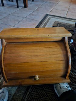 Vintage oak Roll-Top Bread Box