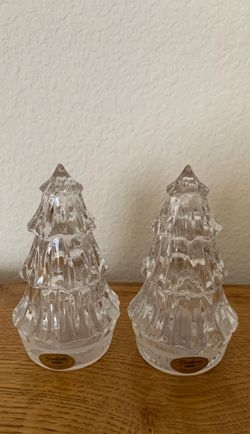 Gorham Crystal Christmas Tree Salt & Pepper Shakers