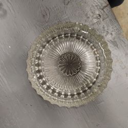 Vintage Sunburst Ashtray MCM Heavy Glass Retro 7 1/4" DIA 2 1/8" Tall