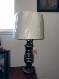 White and chrome table side lamp