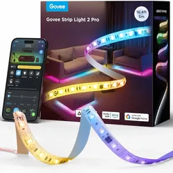 Govee RGBWWIC LED Strip Light 2 Pro 16.4ft, Smart Control, APP, WiFi
Work with Alexa, Google Assistant Segmented DIY multi-color LED strip lights for 