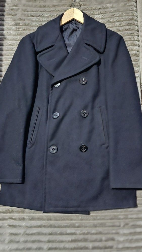 1978 US Navy Enlisted Men's DLA Peacoat, Size 36R, 100% Wool