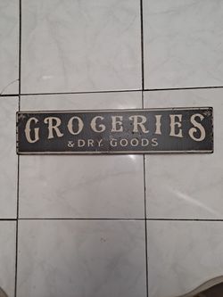 Wooden Groceries & Dry Goods Distressed Sign