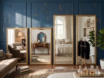 Long mirrors with gold frame