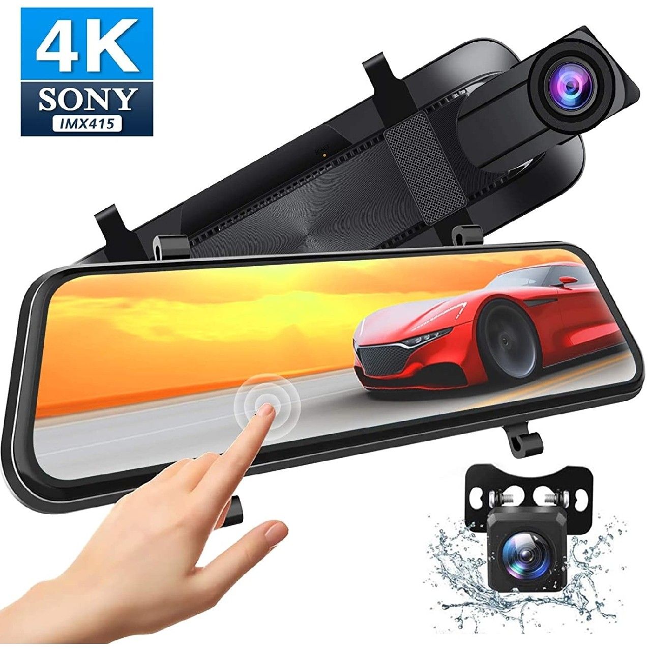 4K 10'' Mirror Dash Cam Backup Camera for Cars