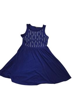 Apt. 9 blue sleeveless fit & flare dress w/ embellishments & pockets, L. EUC.