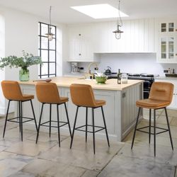 Double-Layer Bar Stools Set of 4 Whiskey Brown 30”