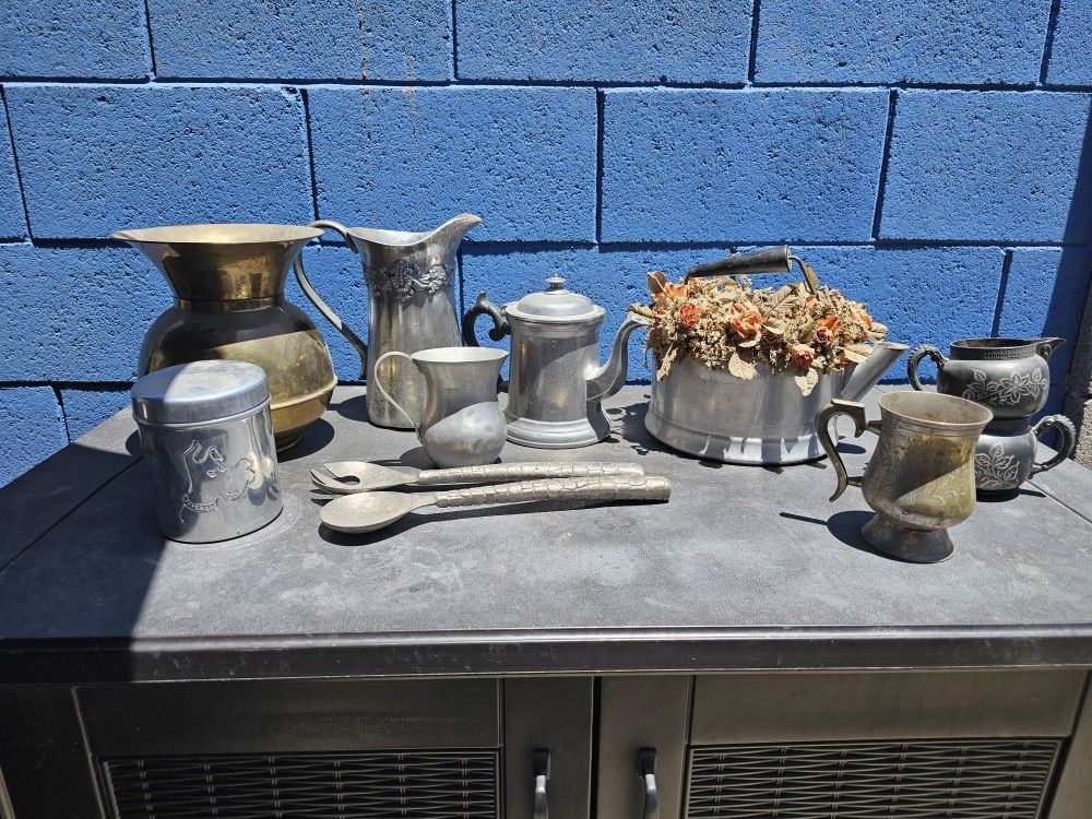 Antique And Vintage Metalware Pewter Quardruple Plate Silver Victorian MCM