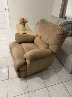 Beige  Microfiber Recliner Chair with pillow Arm Design
