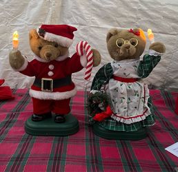Avon Vintage Animated Christmas Santa and Mrs. Claus Bears.